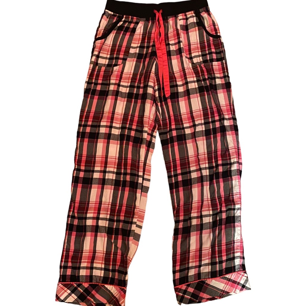 VICTORIA’S SECRET Plaid Adjustable Waist Tie Pockets Pajama Bottoms, Small